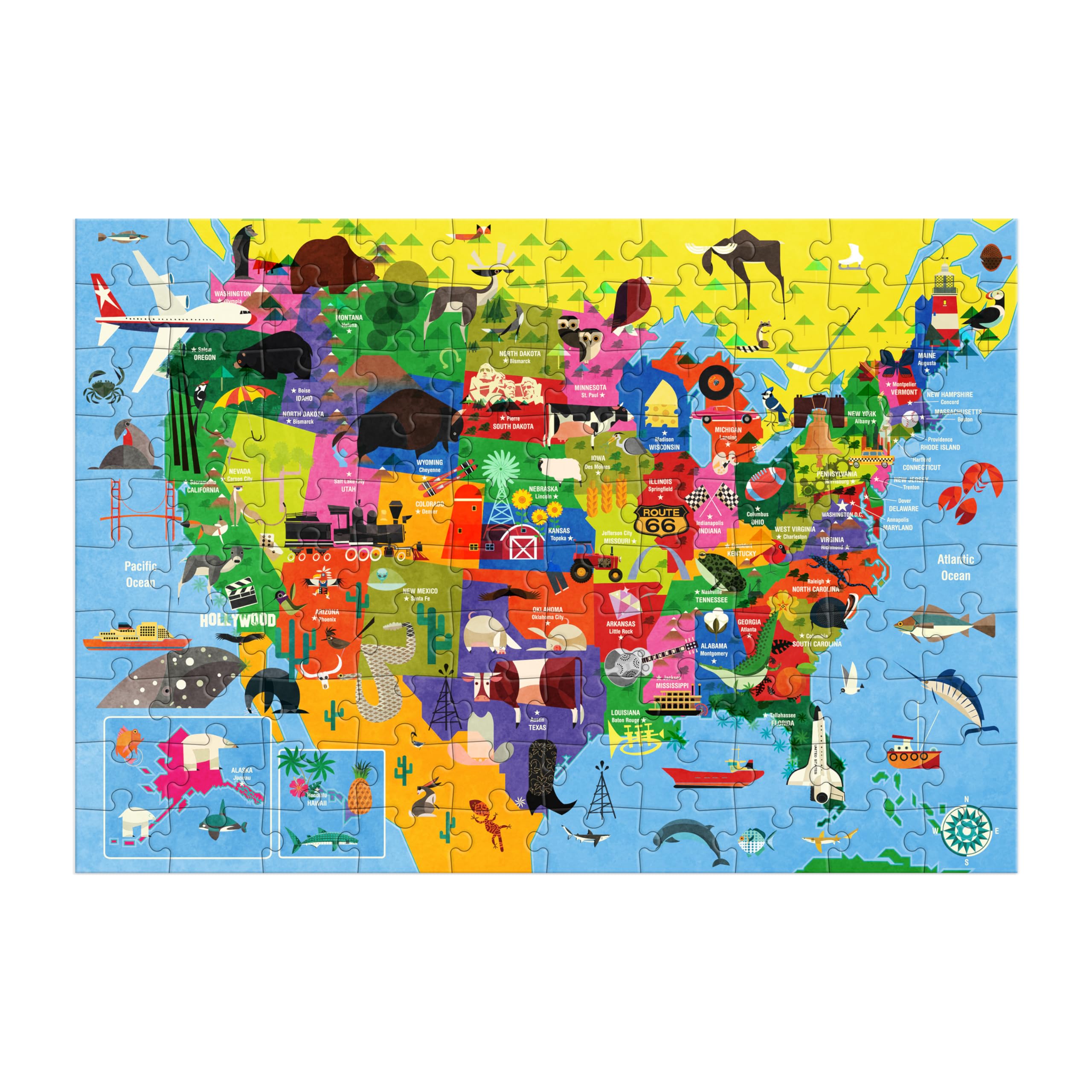 Amazon.com: Mudpuppy Map of The USA – 100 Piece Jigsaw Puzzle with